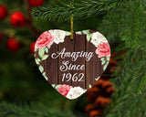 62nd Birthday Amazing Since 1962 - Heart Ornament A