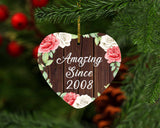 16th Birthday Amazing Since 2008 - Heart Ornament A