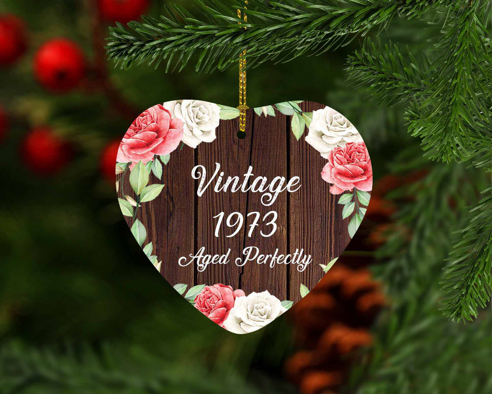 51st Birthday Vintage 1973 Aged Perfectly - Heart Ornament A