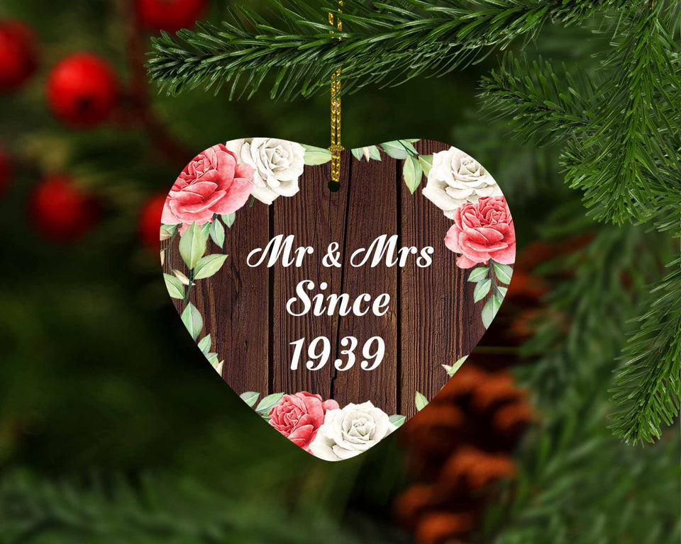 85th Anniversary Mr & Mrs Since 1939 - Heart Ornament A