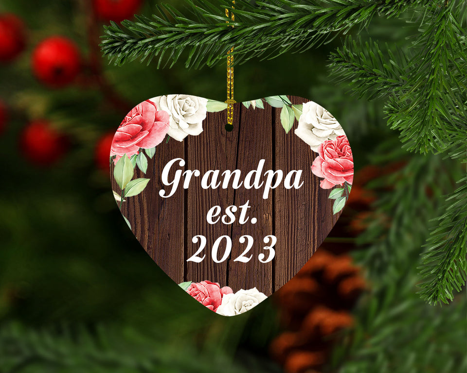 Grandpa Established Est. 2023 - Heart Ornament A