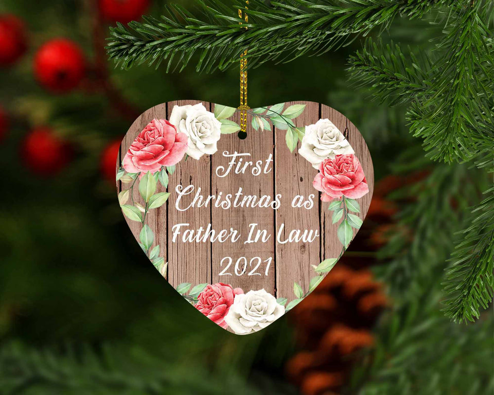 First Christmas As Father In Law 2021 - Heart Ornament B
