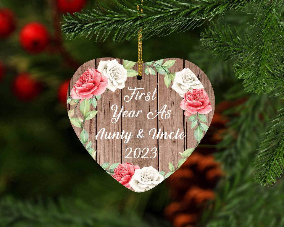 First Year As Aunty & Uncle 2023 - Heart Ornament B