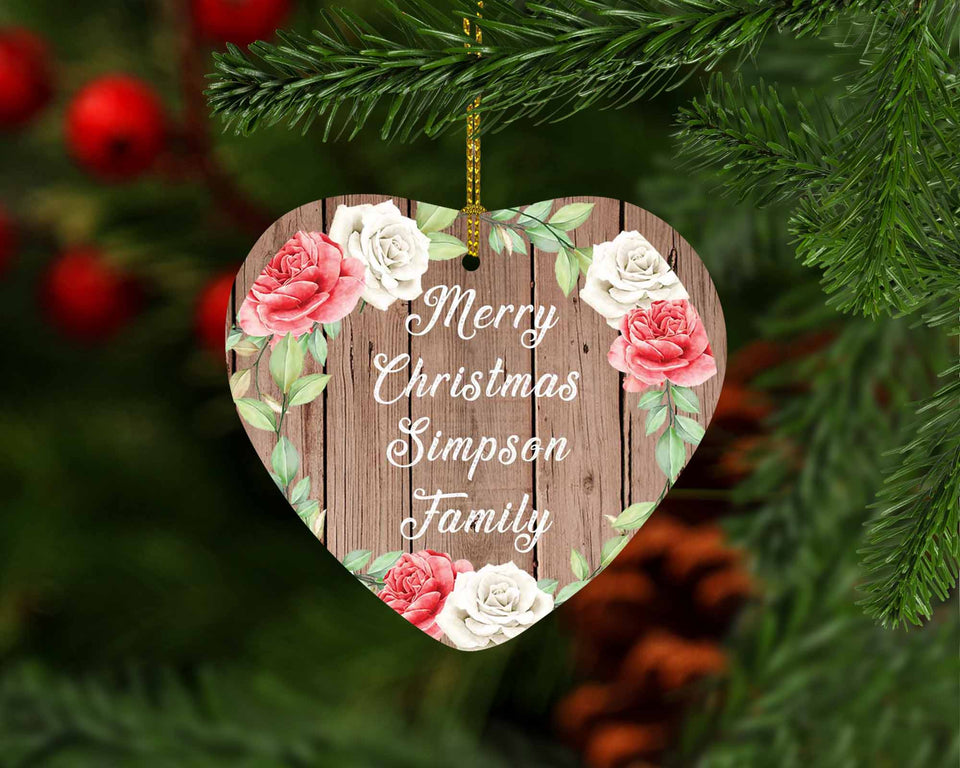 Merry Christmas Simpson Family - Heart Ornament B