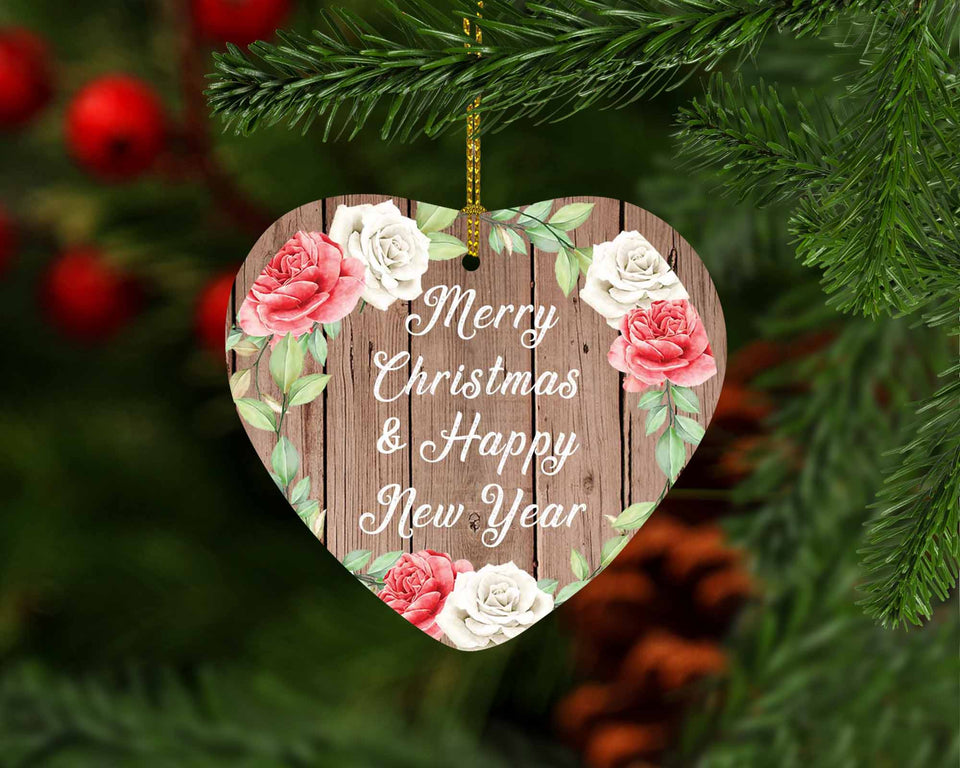 Merry Christmas & Happy New Year - Heart Ornament B