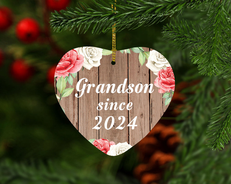 Grandson Since 2024 - Heart Ornament B