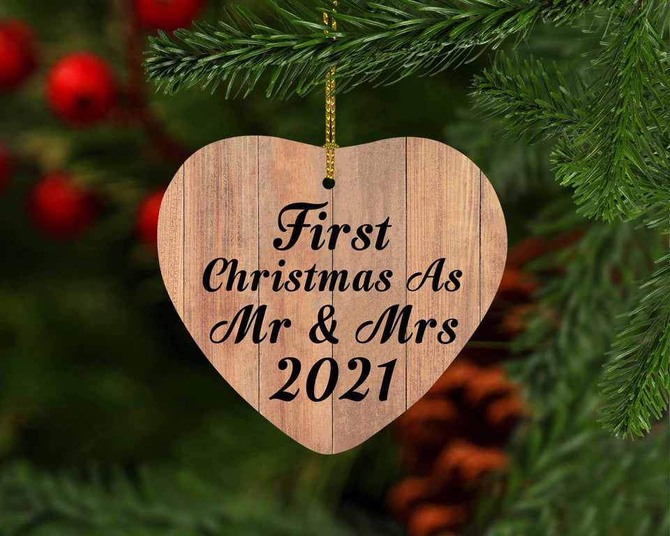 First Christmas As Mr & Mrs 2021 - Heart Ornament C