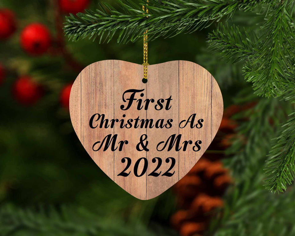 First Christmas As Mr & Mrs 2022 - Heart Ornament C