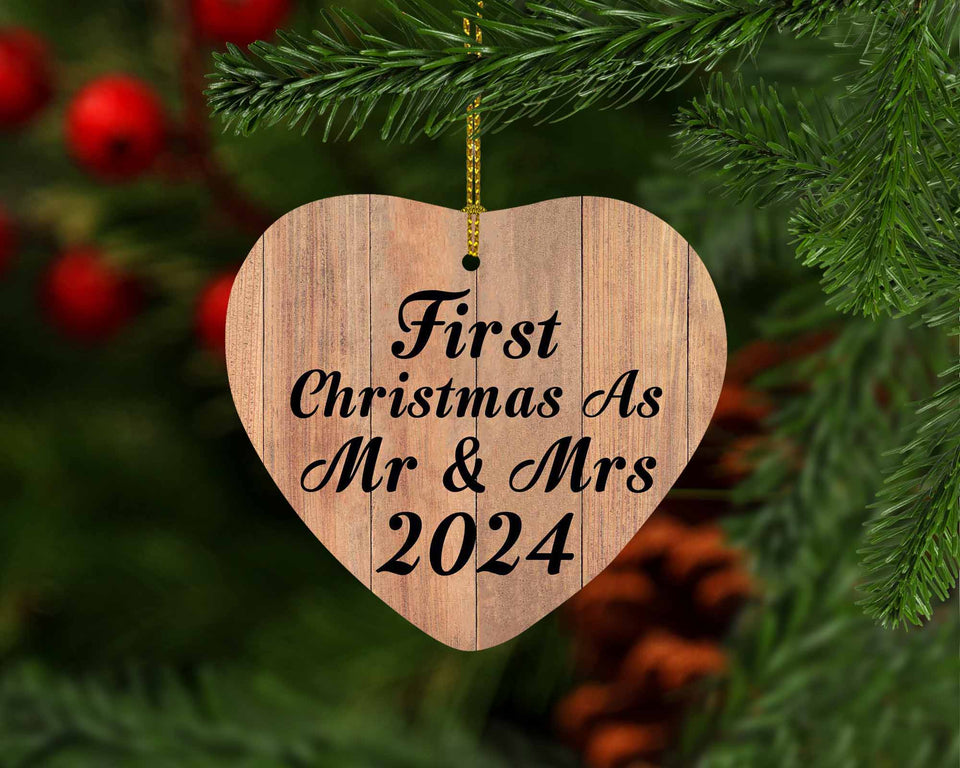 First Christmas As Mr & Mrs 2024 - Heart Ornament C