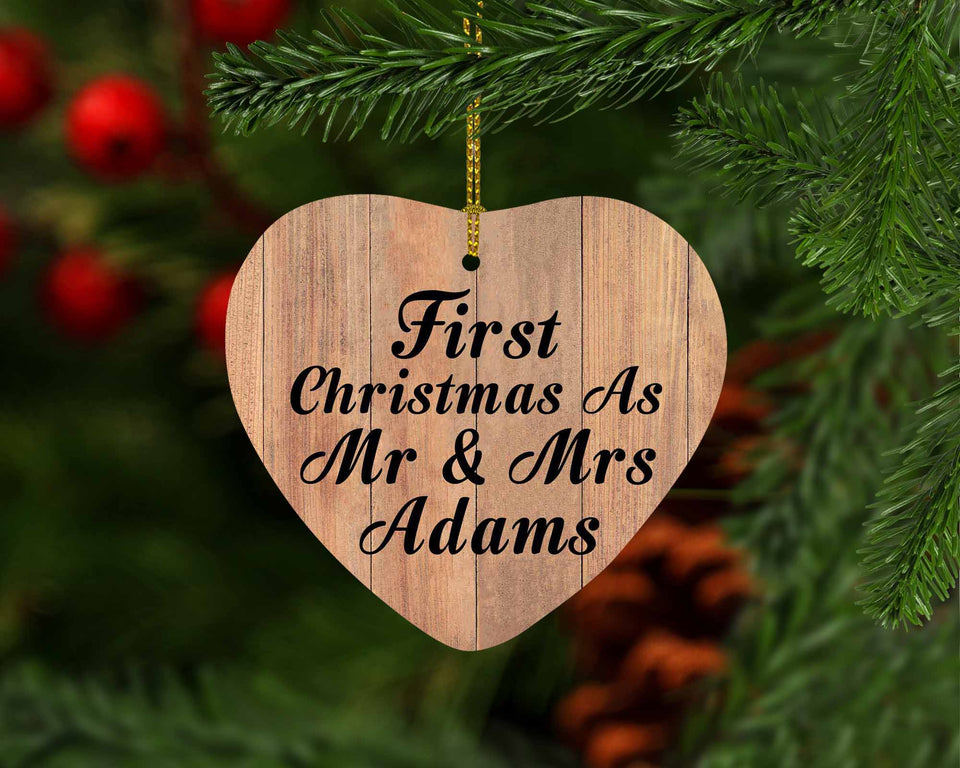 First Christmas As Mr & Mrs Adams - Heart Ornament C