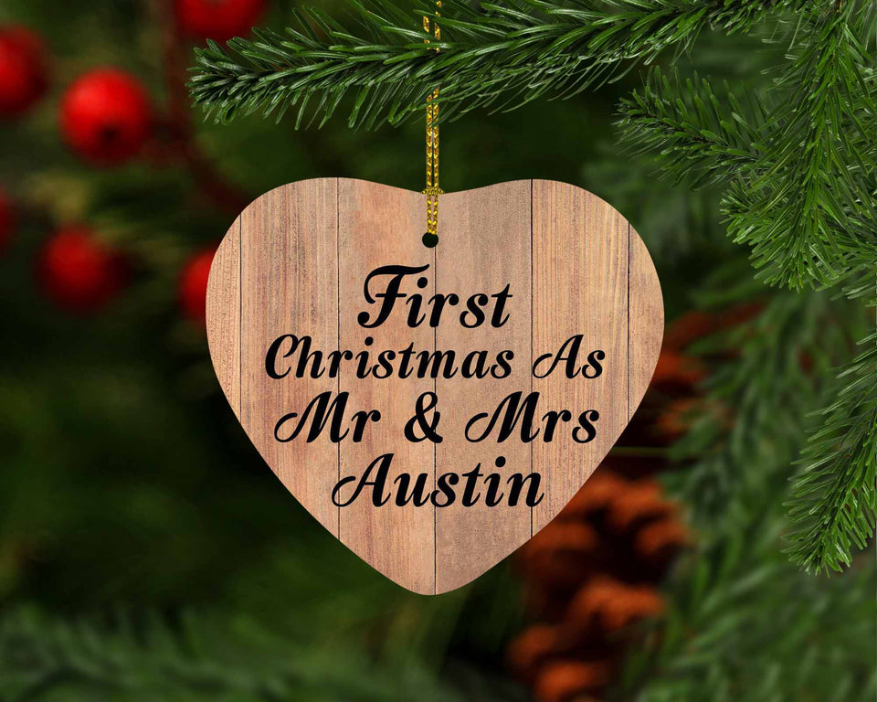 First Christmas As Mr & Mrs Austin - Heart Ornament C