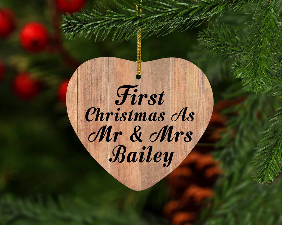 First Christmas As Mr & Mrs Bailey - Heart Ornament C