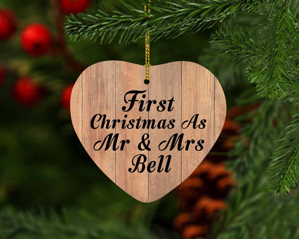 First Christmas As Mr & Mrs Bell - Heart Ornament C
