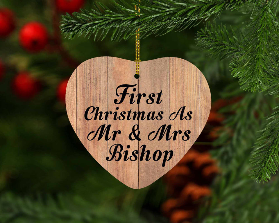 First Christmas As Mr & Mrs Bishop - Heart Ornament C