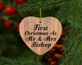 First Christmas As Mr & Mrs Bishop - Heart Ornament C