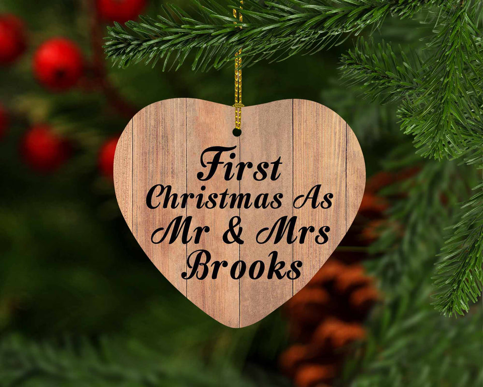 First Christmas As Mr & Mrs Brooks - Heart Ornament C
