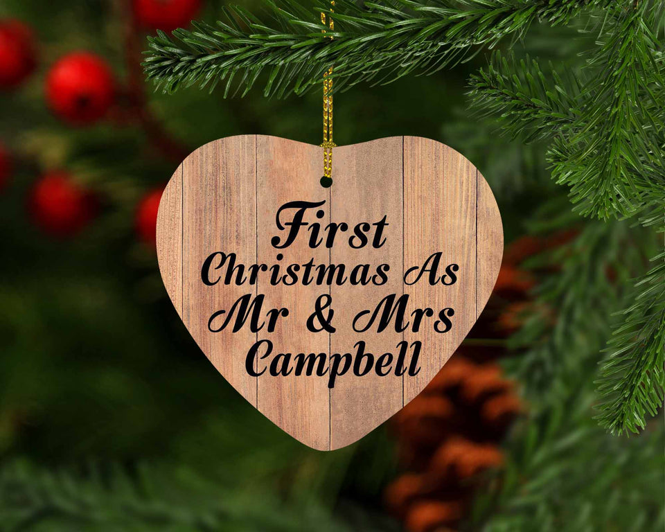 First Christmas As Mr & Mrs Campbell - Heart Ornament C