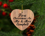 First Christmas As Mr & Mrs Campbell - Heart Ornament C