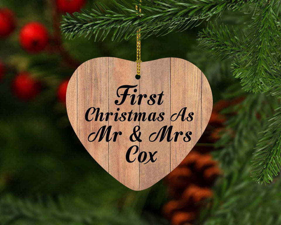 First Christmas As Mr & Mrs Cox - Heart Ornament C