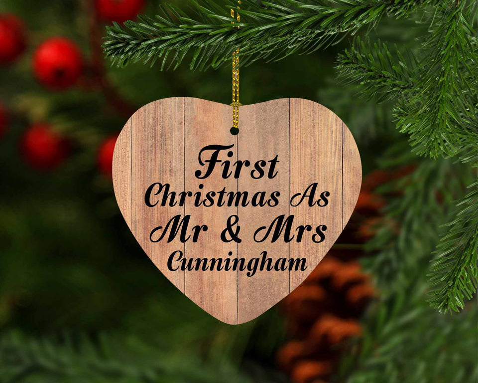 First Christmas As Mr & Mrs Cunningham - Heart Ornament C