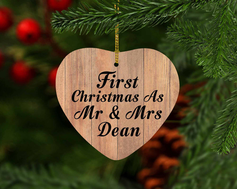 First Christmas As Mr & Mrs Dean - Heart Ornament C