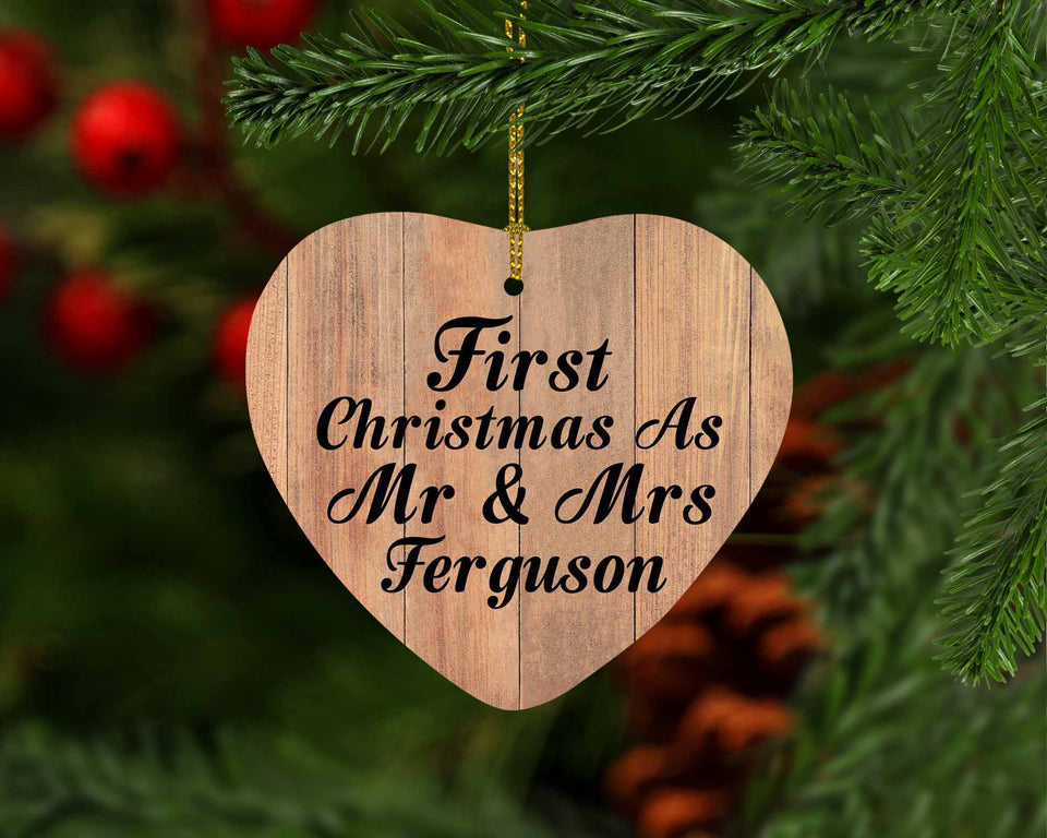First Christmas As Mr & Mrs Ferguson - Heart Ornament C
