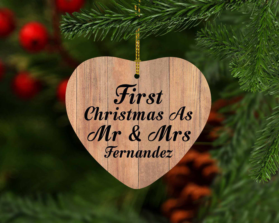 First Christmas As Mr & Mrs Fernandez - Heart Ornament C
