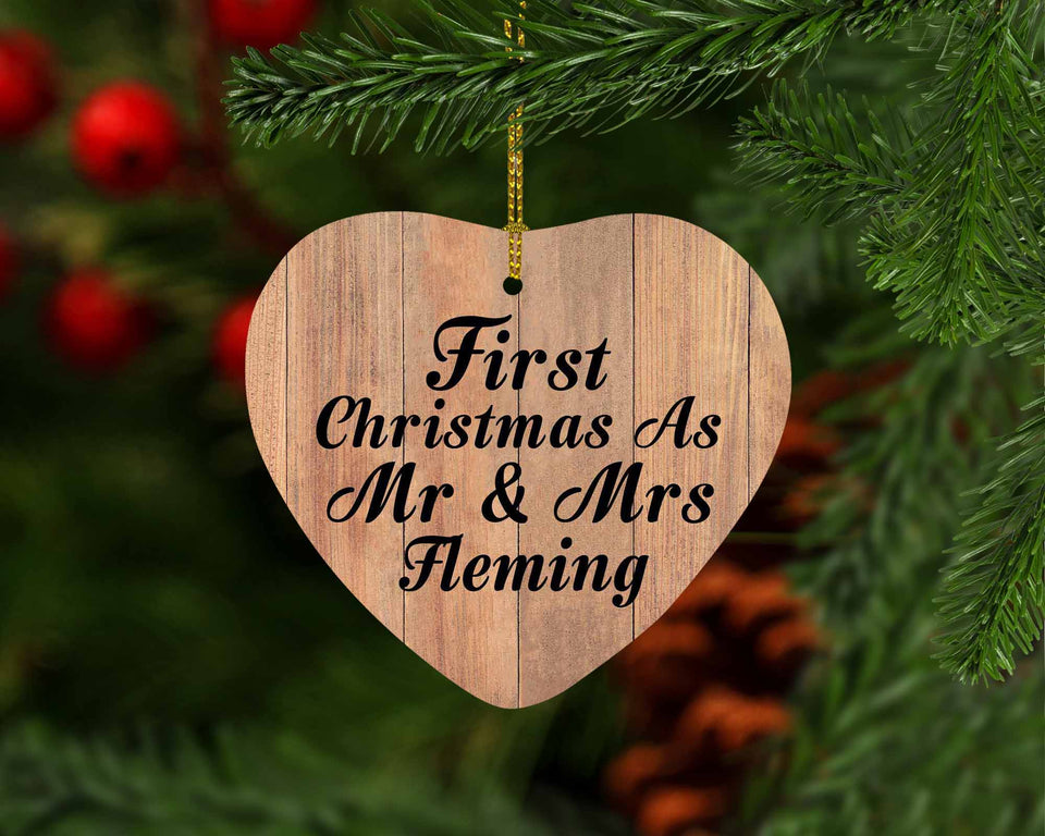 First Christmas As Mr & Mrs Fleming - Heart Ornament C
