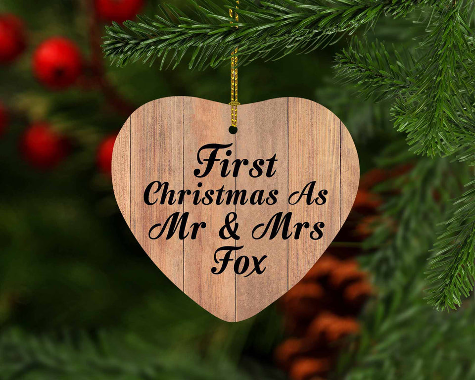 First Christmas As Mr & Mrs Fox - Heart Ornament C