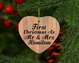 First Christmas As Mr & Mrs Hamilton - Heart Ornament C