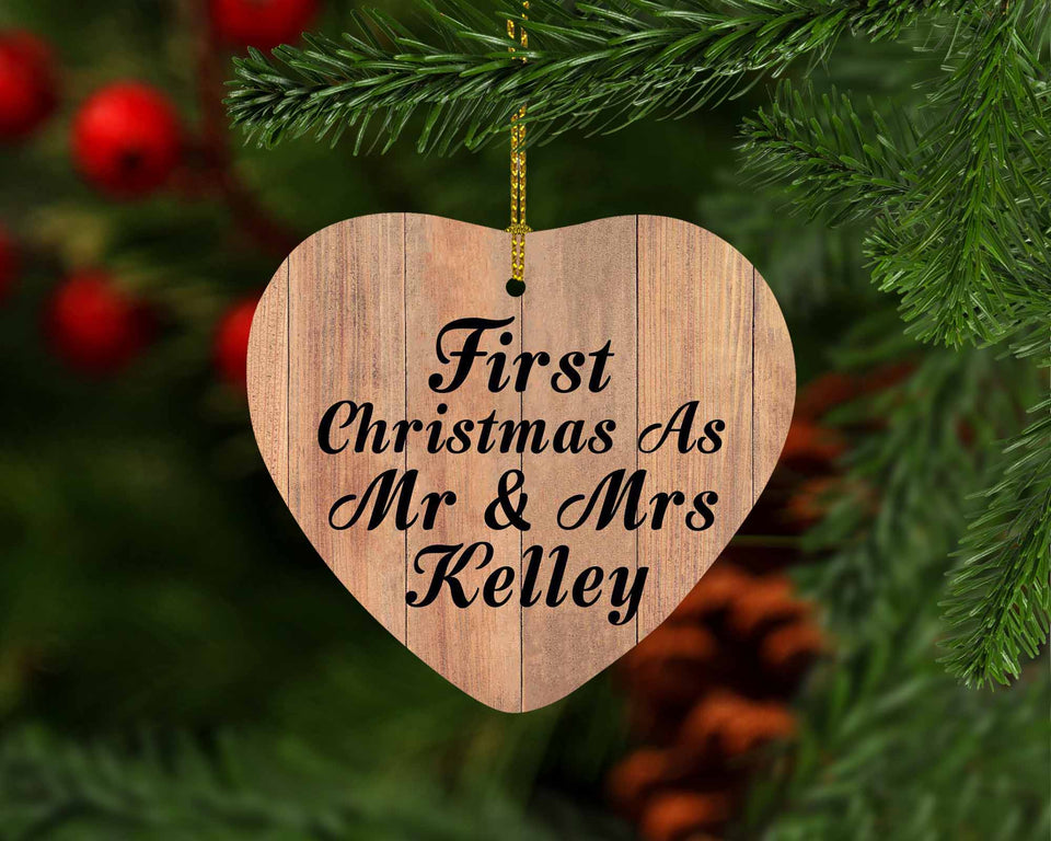 First Christmas As Mr & Mrs Kelley - Heart Ornament C