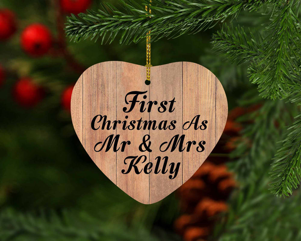 First Christmas As Mr & Mrs Kelly - Heart Ornament C