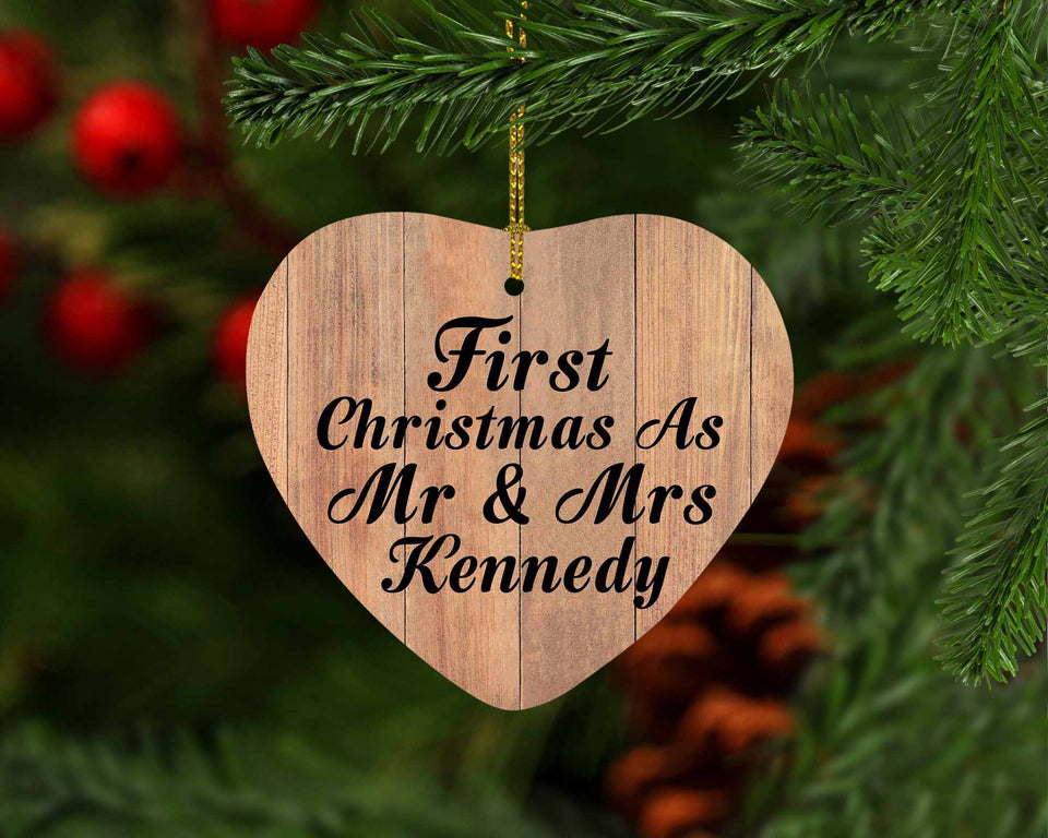 First Christmas As Mr & Mrs Kennedy - Heart Ornament C