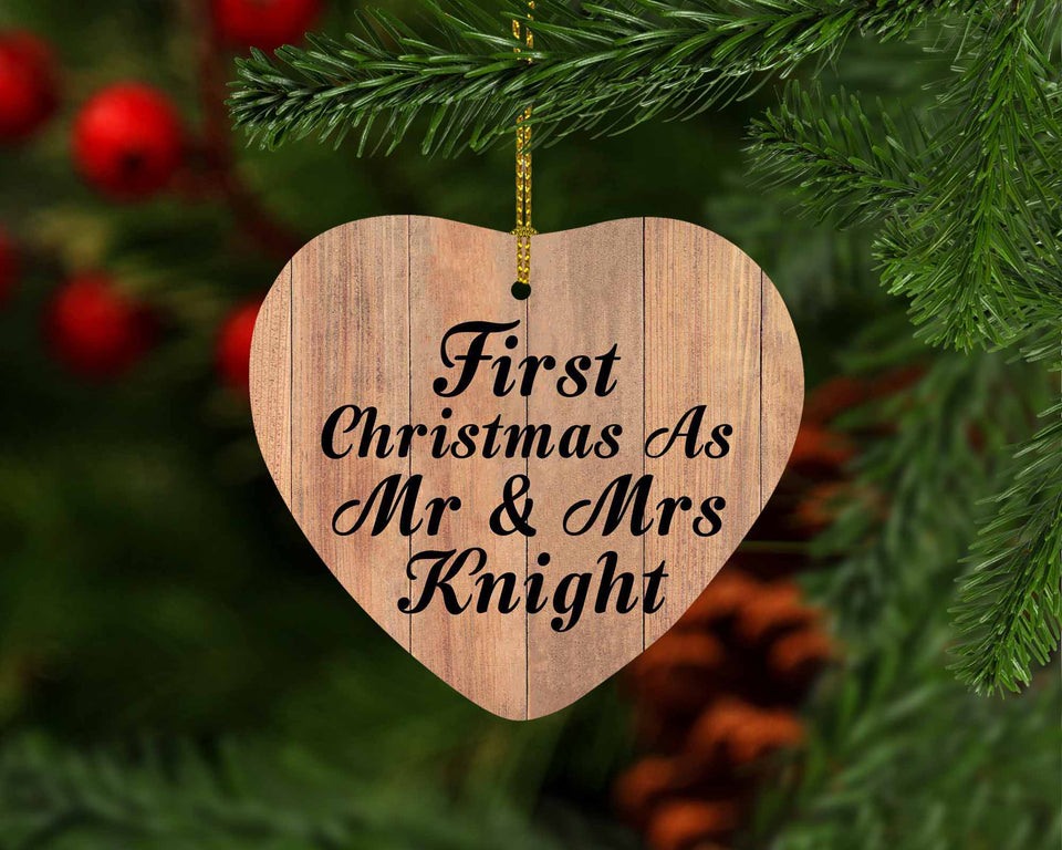 First Christmas As Mr & Mrs Knight - Heart Ornament C