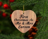 First Christmas As Mr & Mrs Larson - Heart Ornament C
