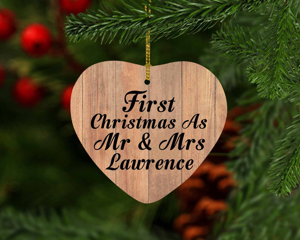 First Christmas As Mr & Mrs Lawrence - Heart Ornament C
