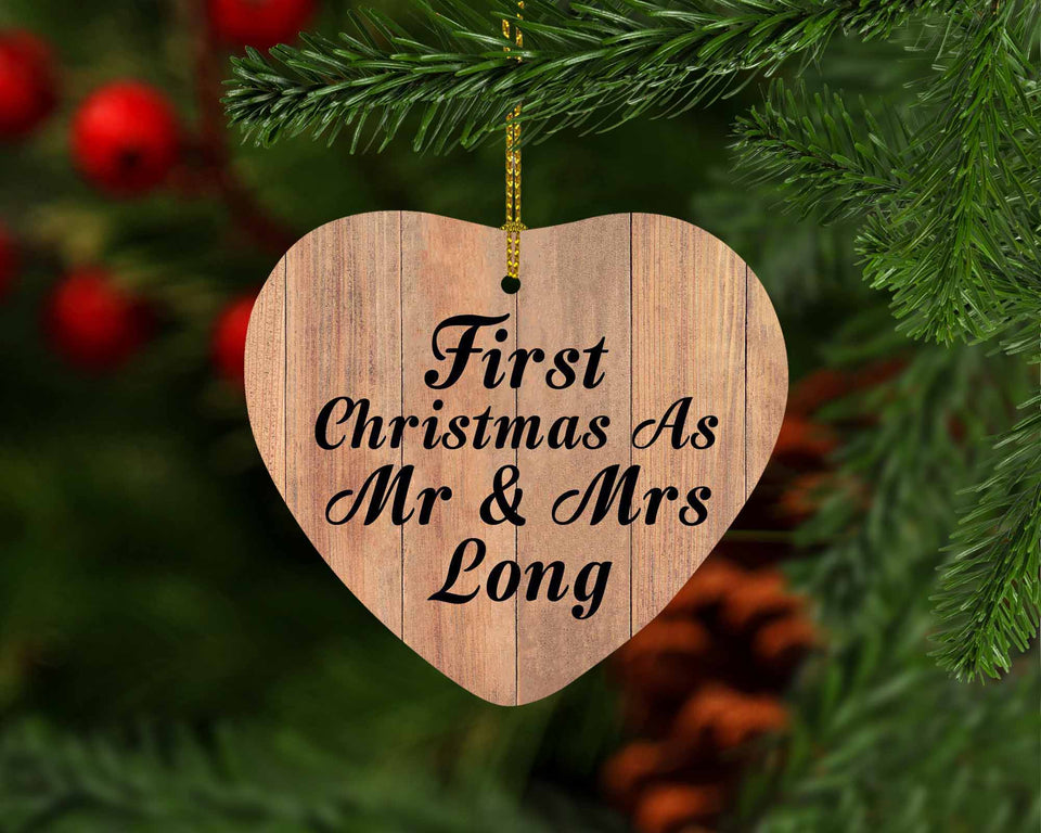 First Christmas As Mr & Mrs Long - Heart Ornament C