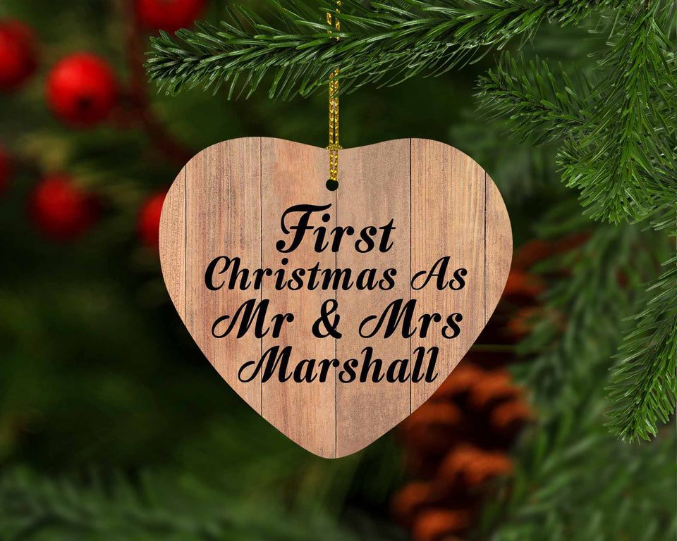 First Christmas As Mr & Mrs Marshall - Heart Ornament C