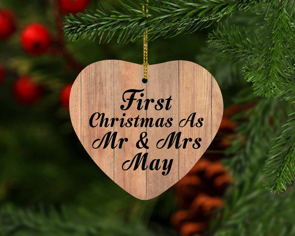First Christmas As Mr & Mrs May - Heart Ornament C