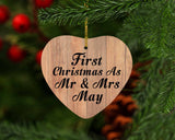 First Christmas As Mr & Mrs May - Heart Ornament C
