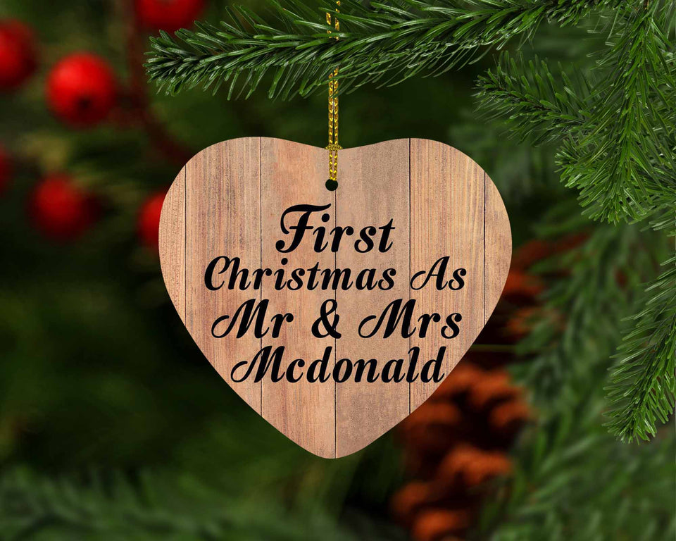 First Christmas As Mr & Mrs Mcdonald - Heart Ornament C