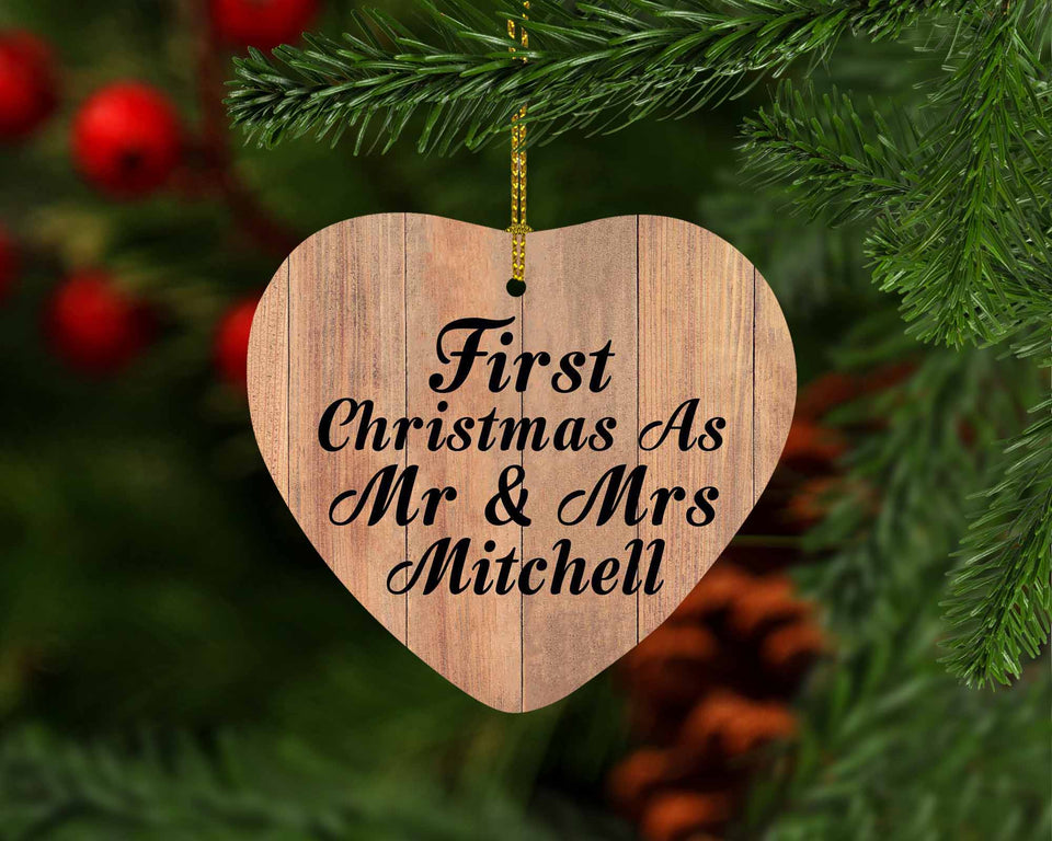 First Christmas As Mr & Mrs Mitchell - Heart Ornament C