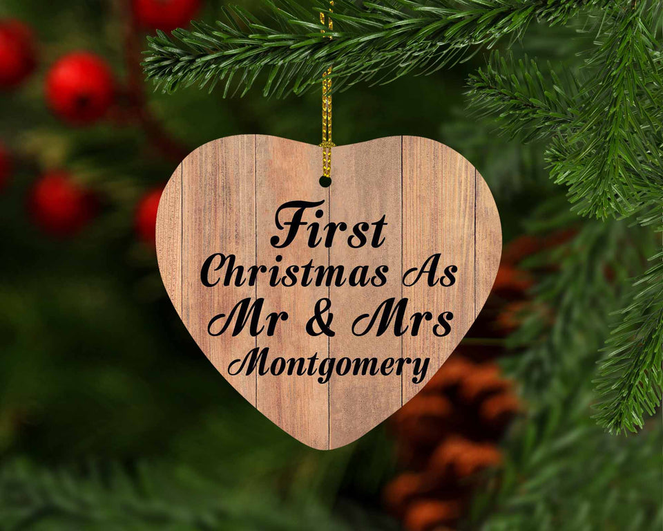 First Christmas As Mr & Mrs Montgomery - Heart Ornament C