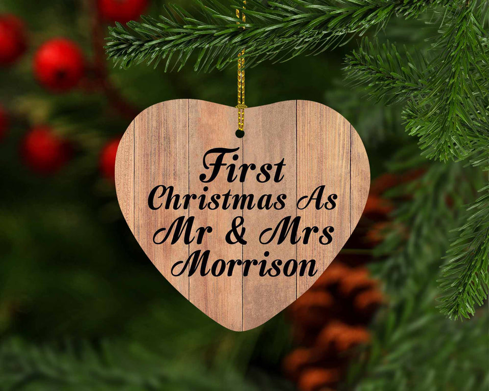 First Christmas As Mr & Mrs Morrison - Heart Ornament C