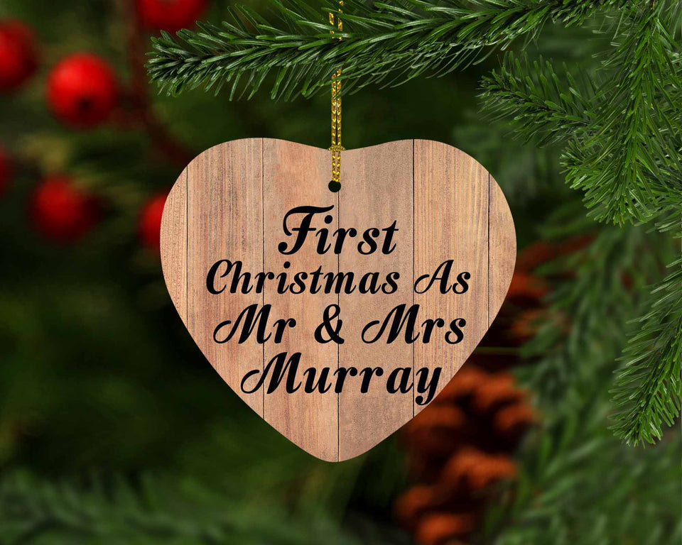 First Christmas As Mr & Mrs Murray - Heart Ornament C