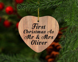 First Christmas As Mr & Mrs Oliver - Heart Ornament C