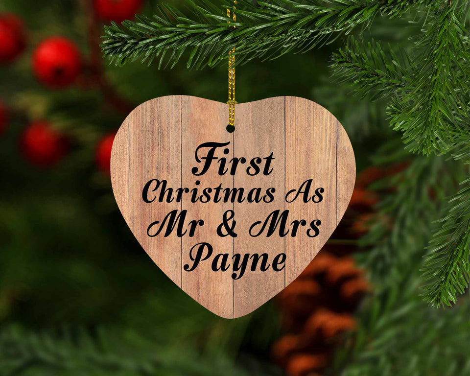First Christmas As Mr & Mrs Payne - Heart Ornament C