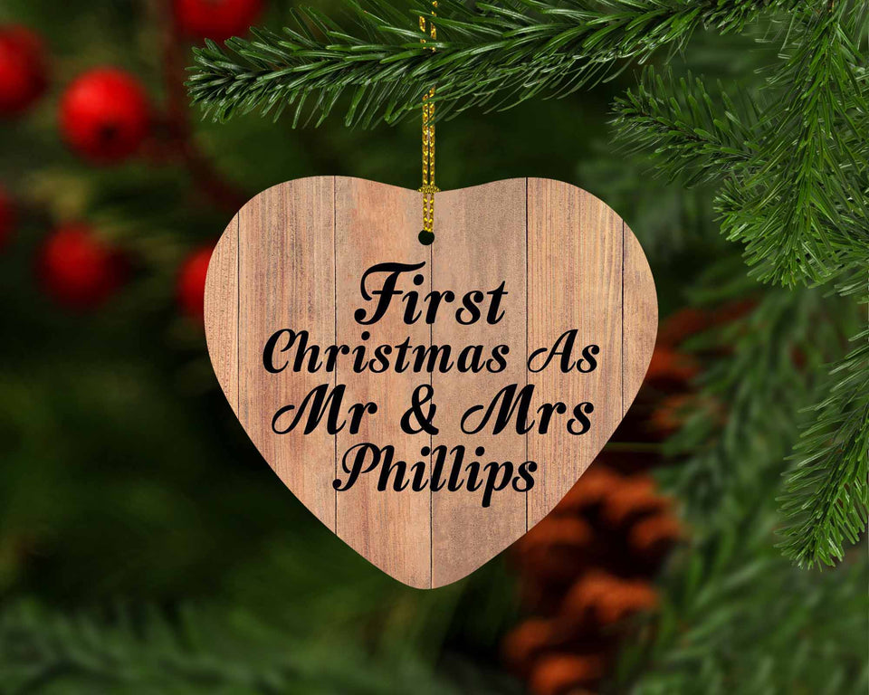 First Christmas As Mr & Mrs Phillips - Heart Ornament C