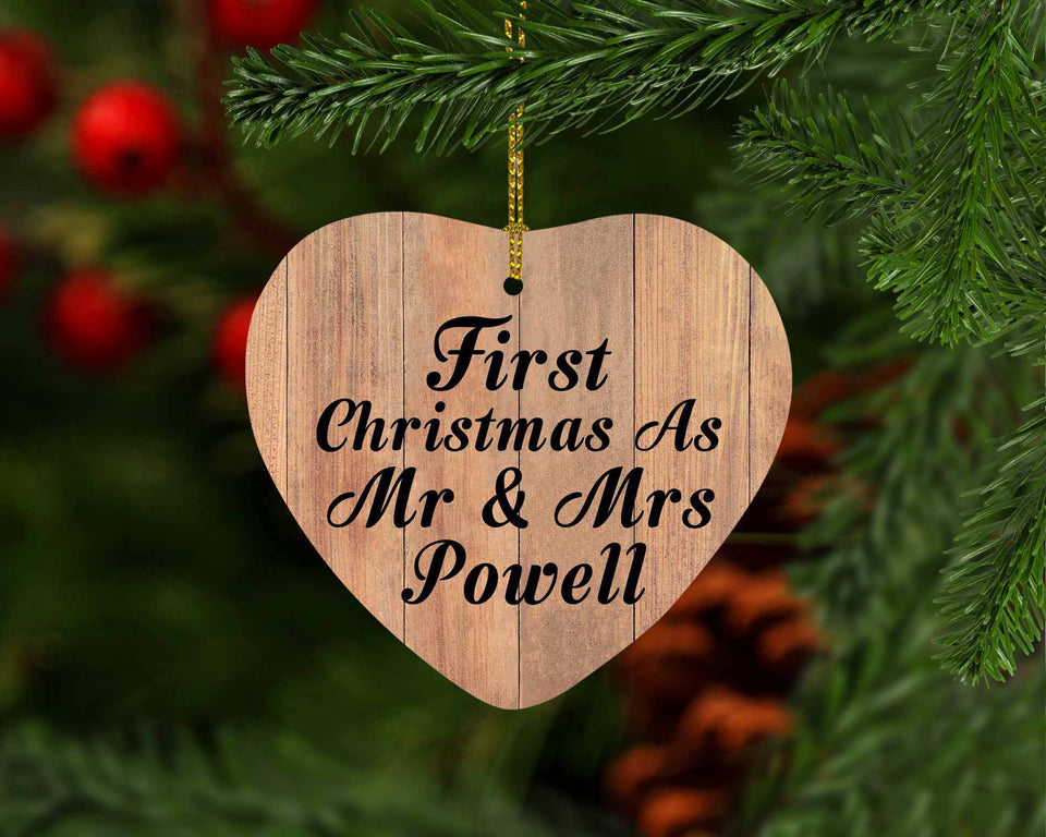 First Christmas As Mr & Mrs Powell - Heart Ornament C
