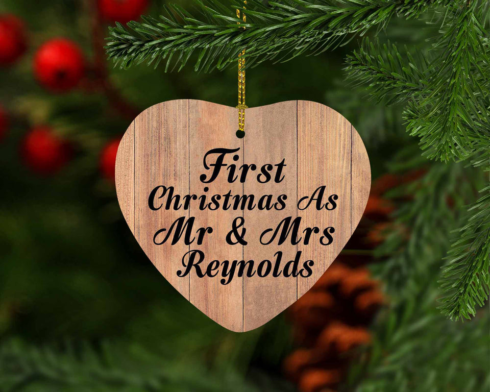 First Christmas As Mr & Mrs Reynolds - Heart Ornament C